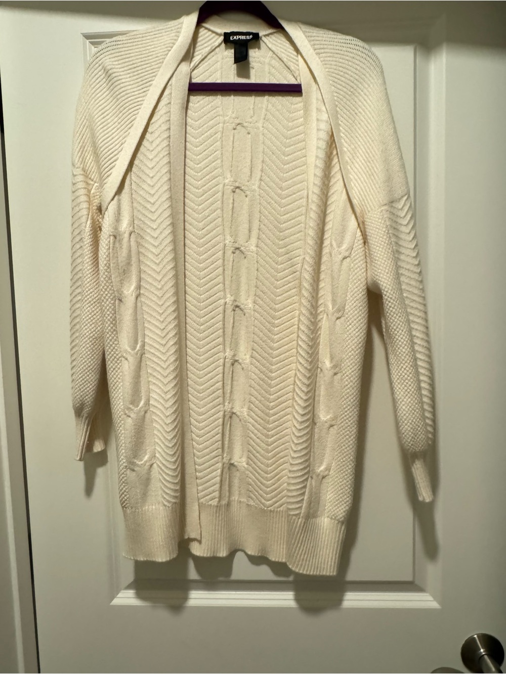 New Express Women's Cream Open-Front Cable Knit Sweater XS